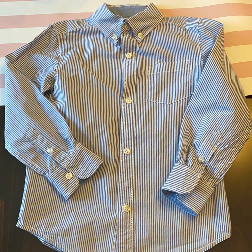 Carter’s button down shirt blue white striped 4T